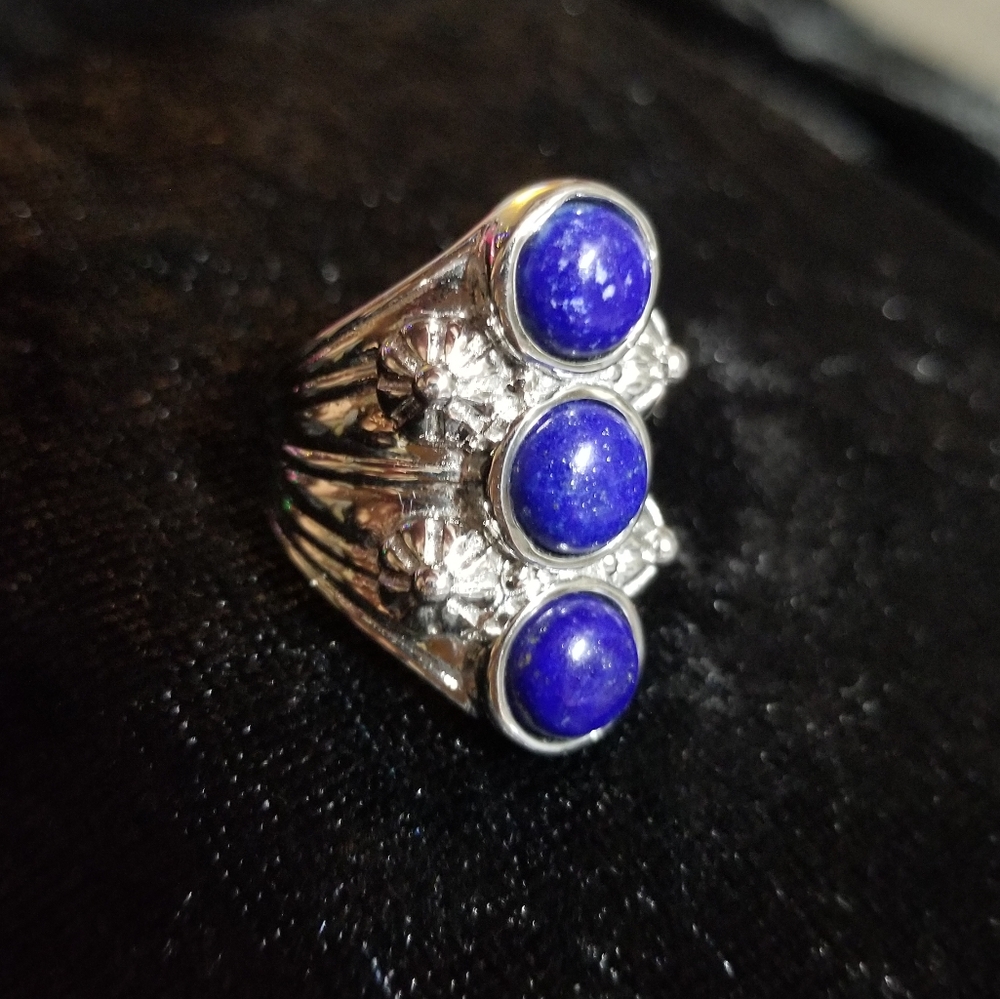 Lapis Lazuli Cocktail Ring; 316L Stainless Steel